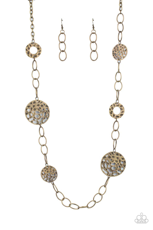 HOLEY Relic - Oversized Brass Hammered Holey Hoop/Disc Necklace N#1640