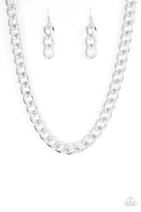 Heavyweight Champion - Silver Shimmer Bold Industrial Necklace N#2104