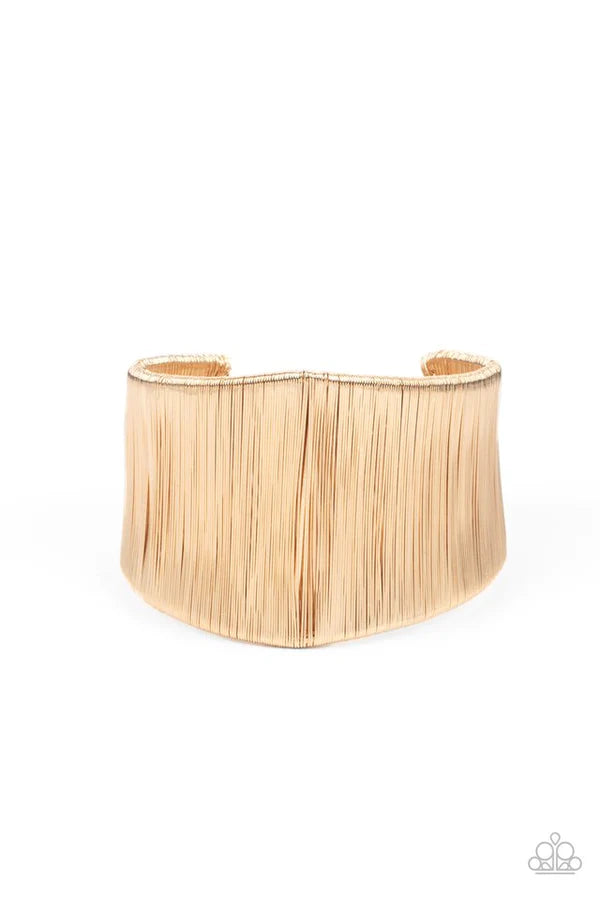 Hot Wired Wonder - Oversized Gold Infinite Wire Wraps Cuff Bold Industrial Bracelet B#844