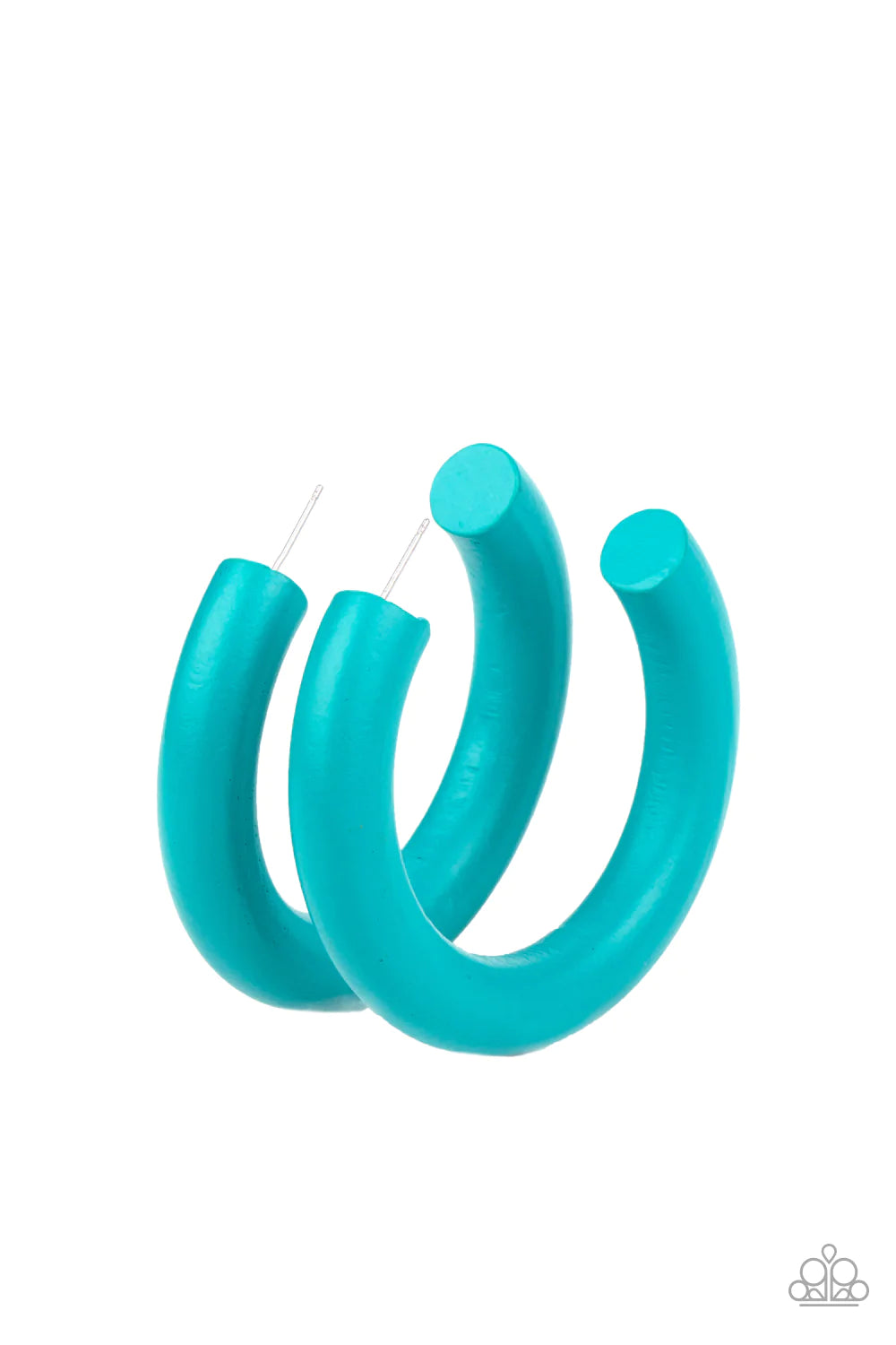I WOOD Walk 500 Miles - Oversized Blue Dramatic Curled Wood Retro Hoop Earrings E#322