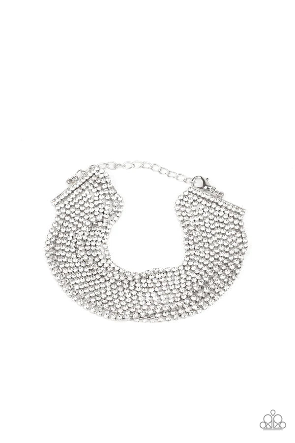 I Woke Up Like This - Oversized White Encrusted Bracelet B#1378