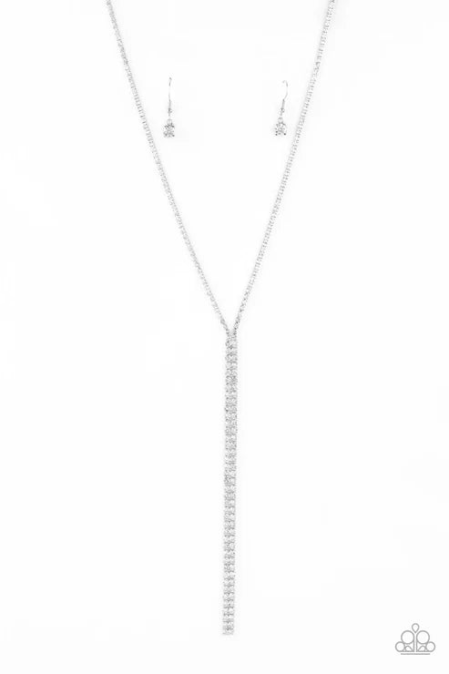 Inner STARLIGHT - White Connected Strand Encrusted Draped Necklace N#2591