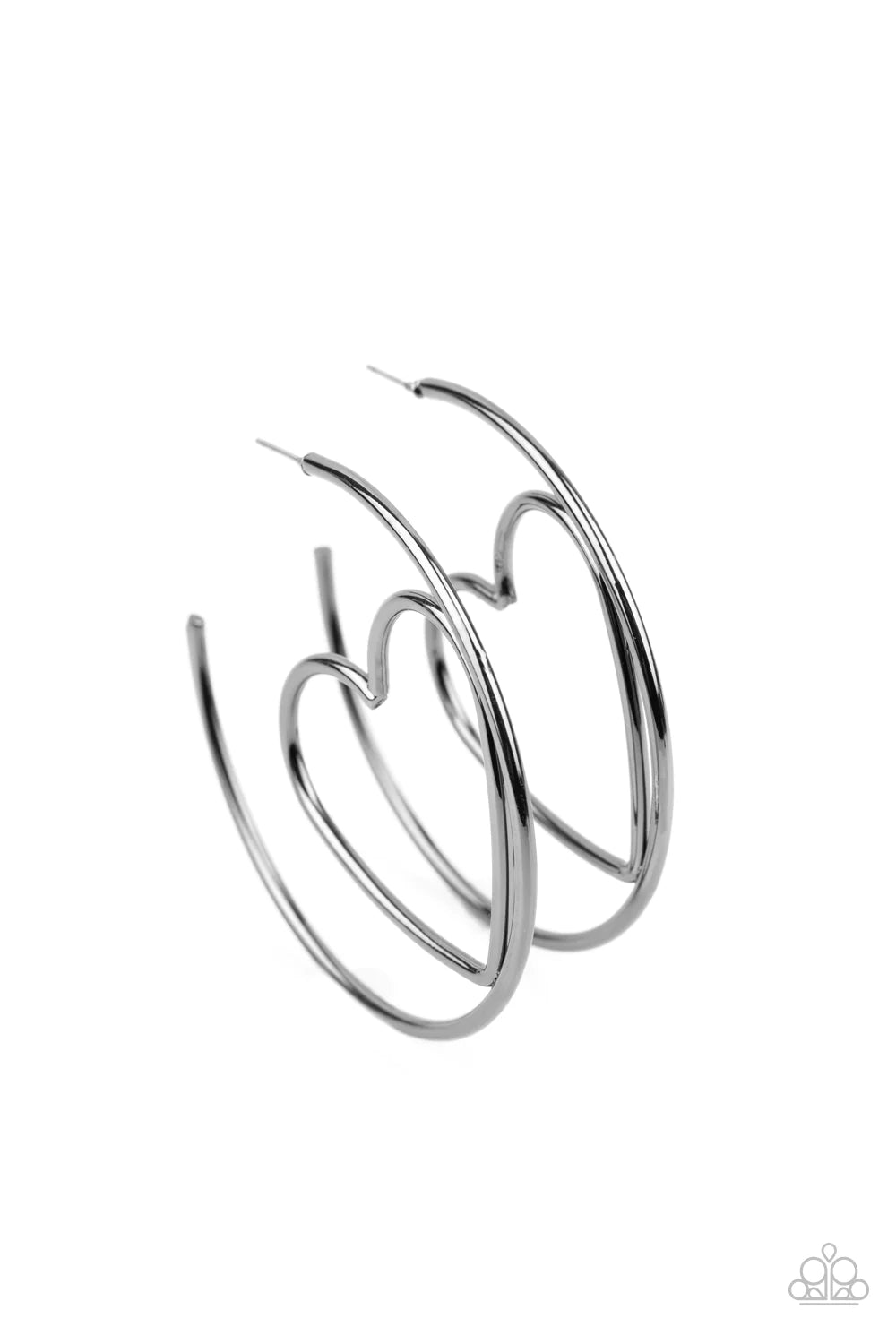 Love At First BRIGHT - Oversized Black Airy 3D Heart Wire Bend Hoop Earrings E#1471