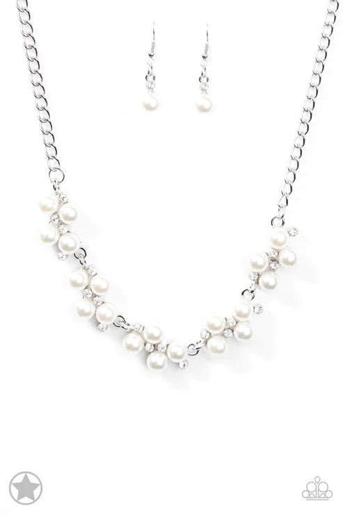 Love Story - White Pearl Dusted Encrusted Clusters Necklace N#2068
