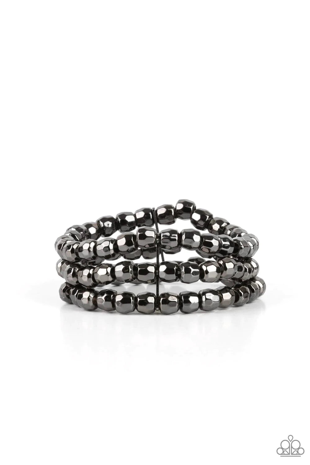 Magnetically Maven - Black/Gunmetal Faceted Bracelet Stack B#161