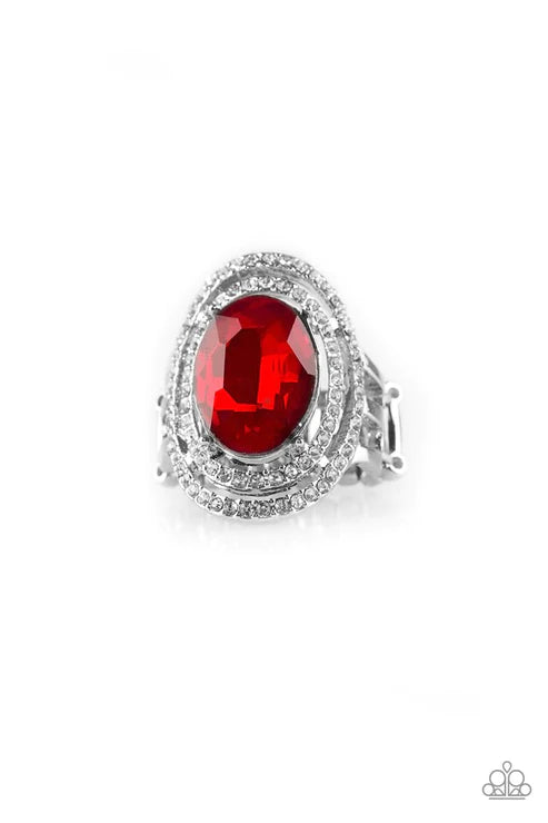 Making History - Oversize Red Encrusted Stacked Ring R#2225