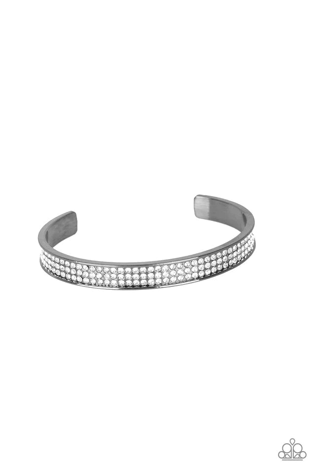 Members Only - Black (Gunmetal) Skinny Encrusted Cuff Bracelet B#1604
