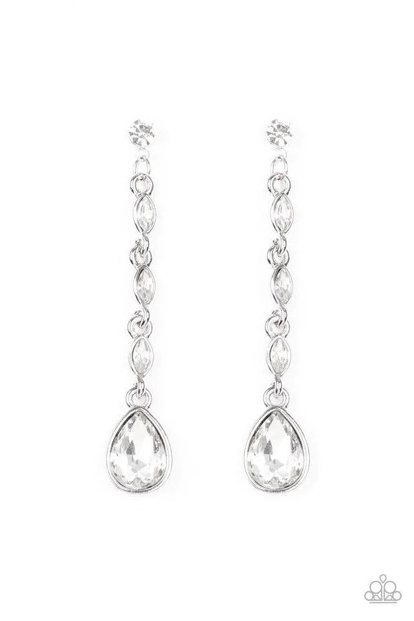 Must Love Diamonds - Oversized White Marquise Teardrop Earrings E#225