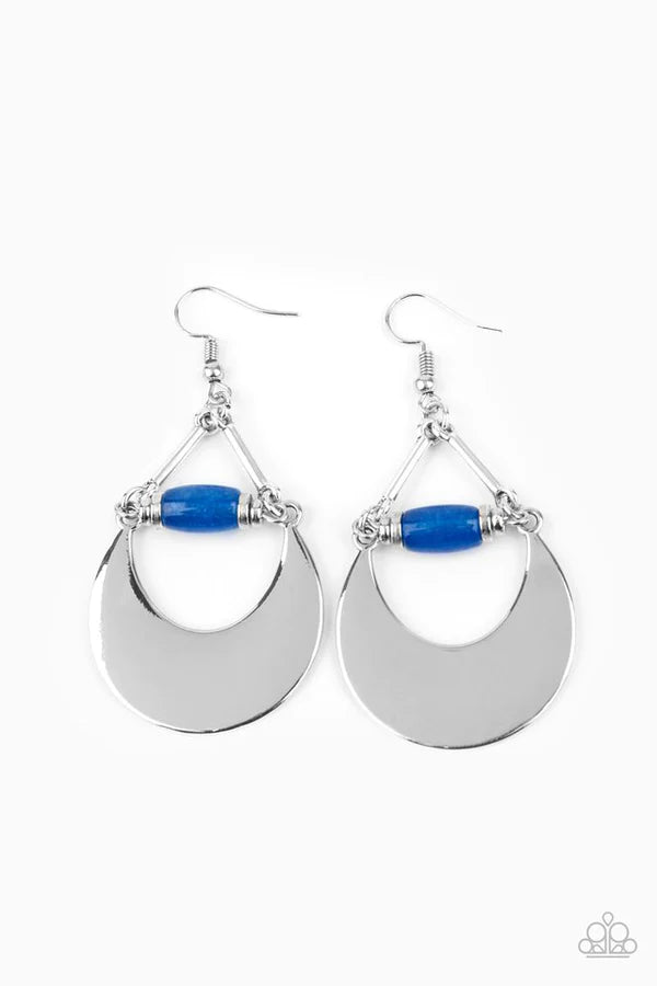 Mystical Moonbeams - Blue/Silver Stone Mystical Crescent Earrings E#1418