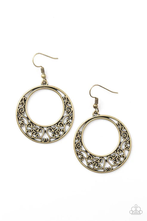 Newport Nautical - Brass Airy Vine-like Filigree Earrings E#1986