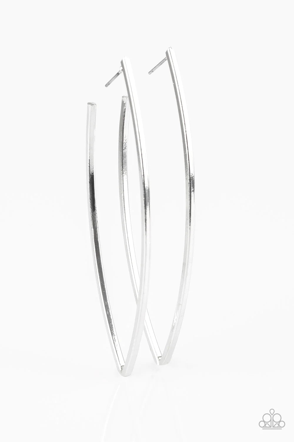 Nothing But Trouble - Silver Asymmetrical Hoop Earrings E#1274