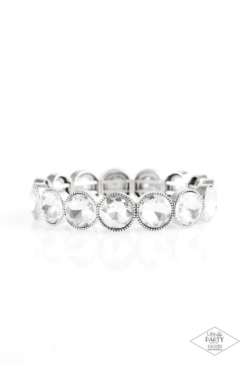 Number One Knockout - White Faceted Studded Gem Bracelet B#1710