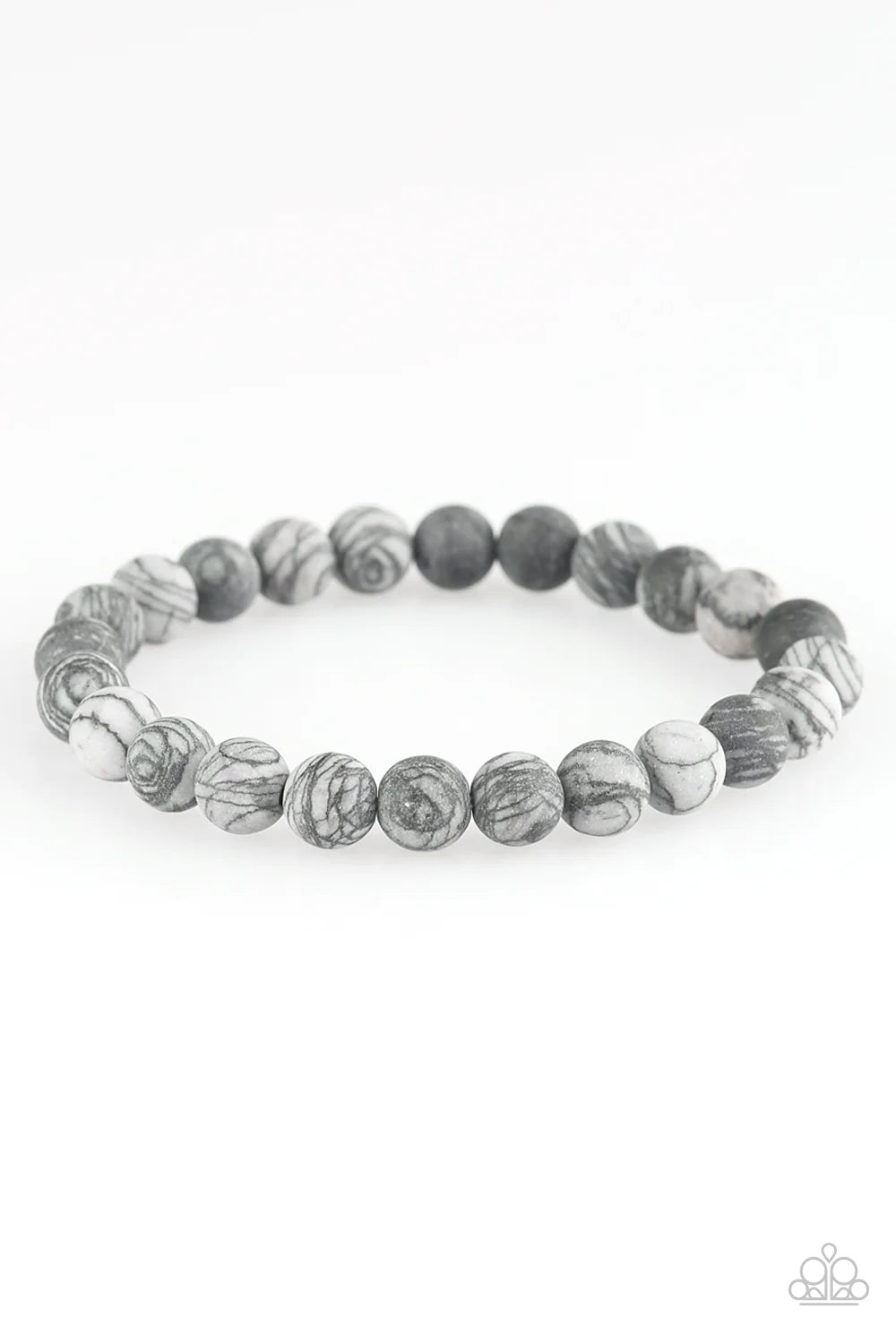 Oblivion - Silver Swirling/Dizzying Natural Stone Urban Bracelet B#1110