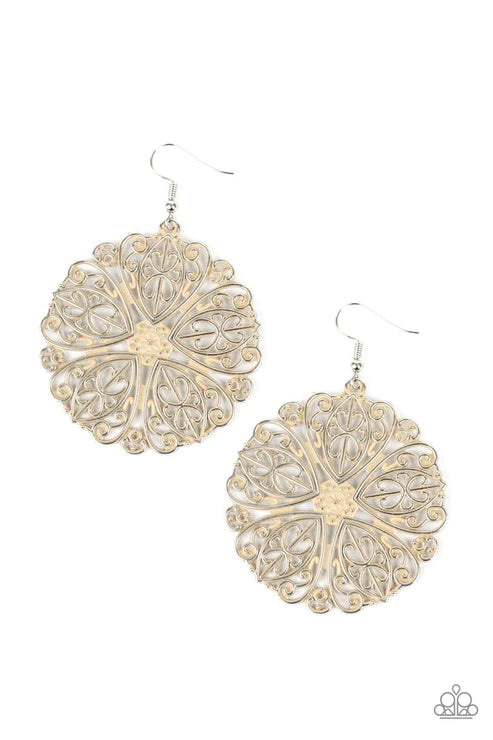 Ocean Paradise - Oversized Brown Filigree Floral Earrings E#2211