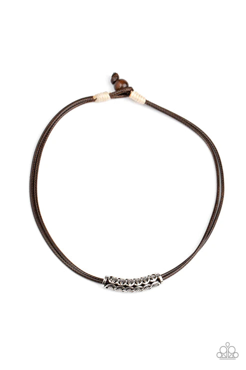Ocean Rules - Brown Decorative Beach Glide Bar Cord Sliding Knot Closure Urban Necklace N#1636