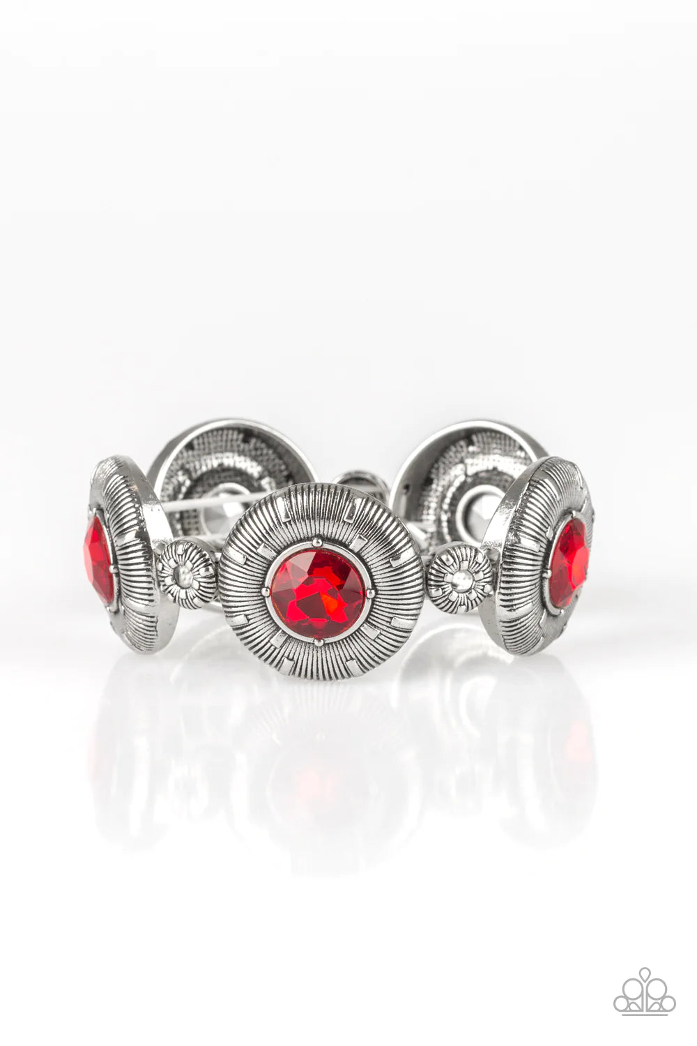 Original Opulence - Oversized Fiery Red Dramatic Edgy Accent Bracelet B#141