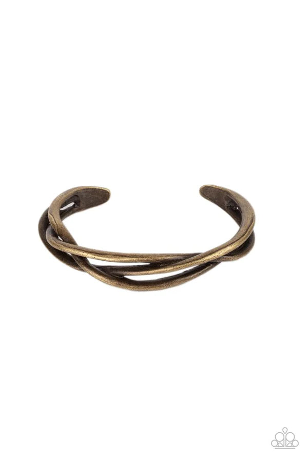 PLAIT Tectonics - Brass Plaited Braid Bars Cuff Bracelet B#860