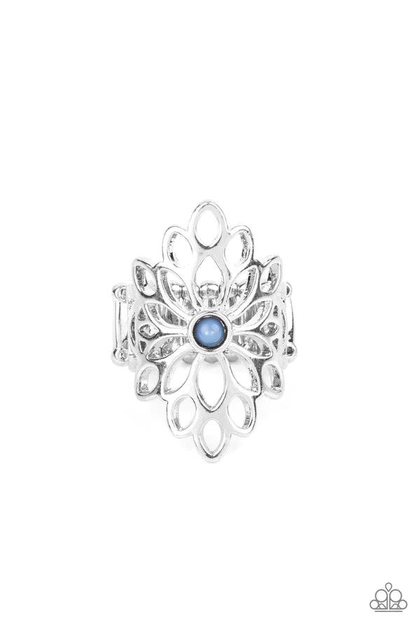 Perennial Daydream - Spring Lake Blue Airy Floral Petal Bloom Ring R#936