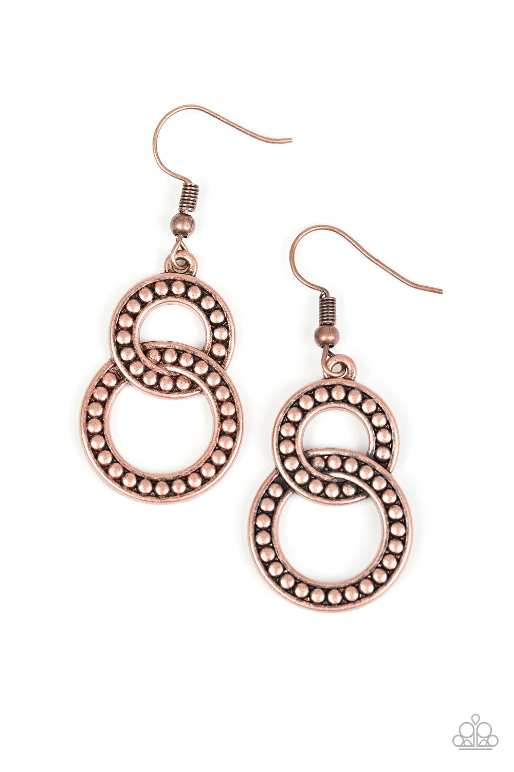 Perfect ZEN - Copper Dotted Studded Circled Interlock Industrial Earrings E#1360