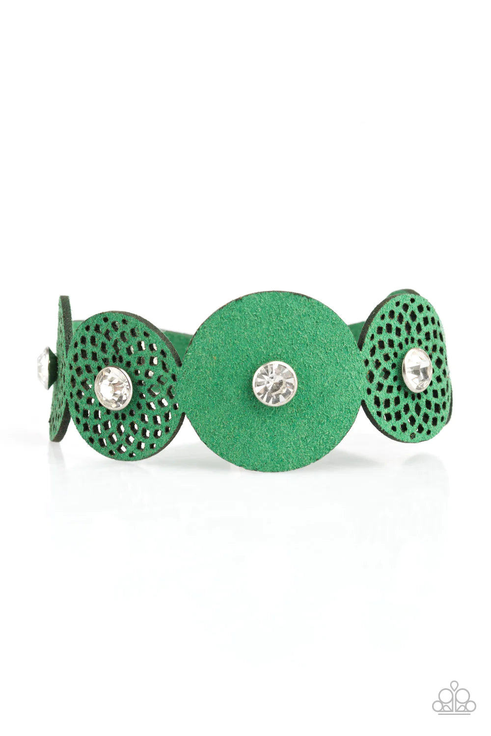 Poppin Popstar - Green Dotted Suede Bracelet B#597
