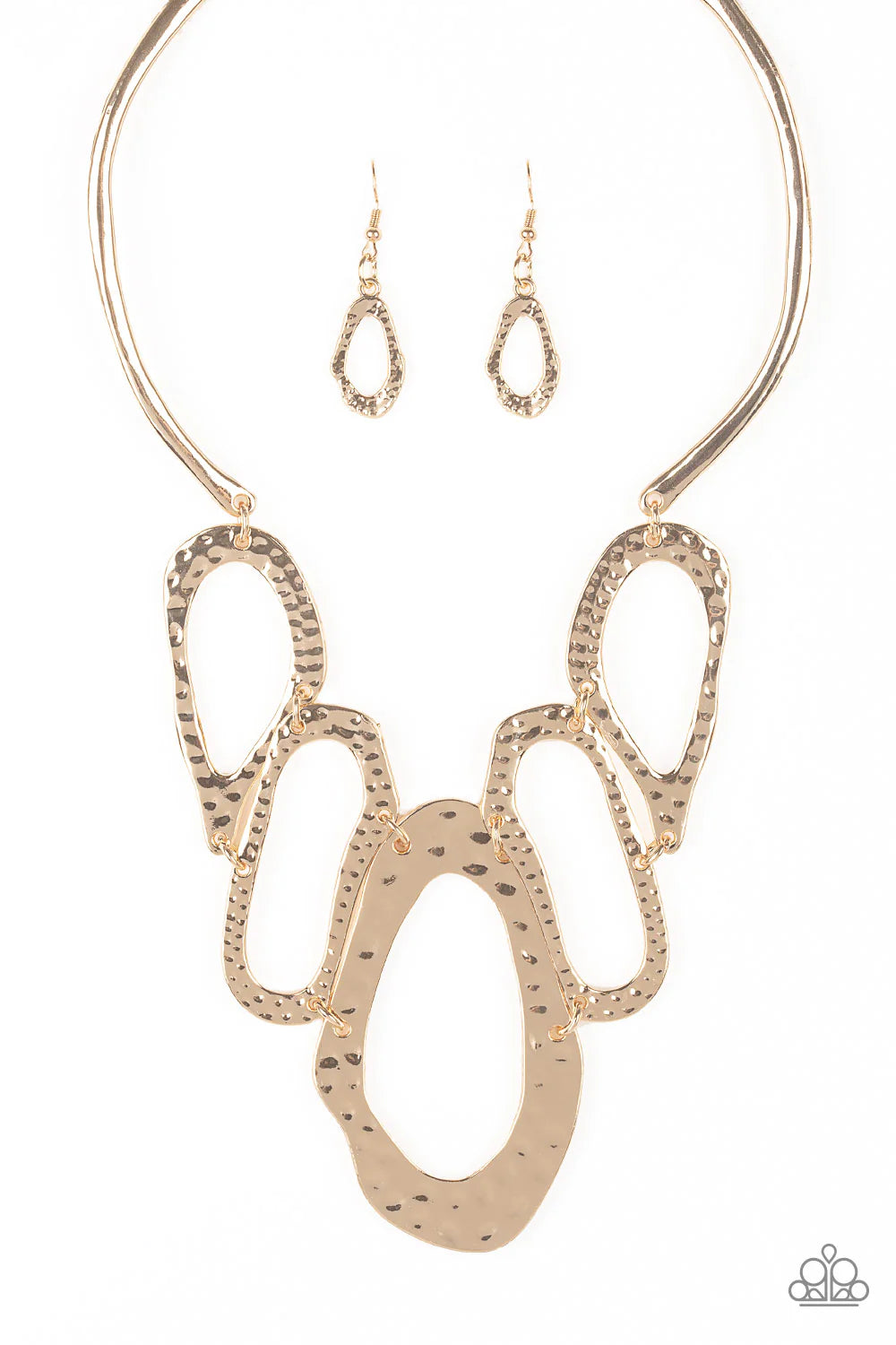 Prime Prowess - Gold Asymmetrical Hammered Hoop Collar Necklace N#828