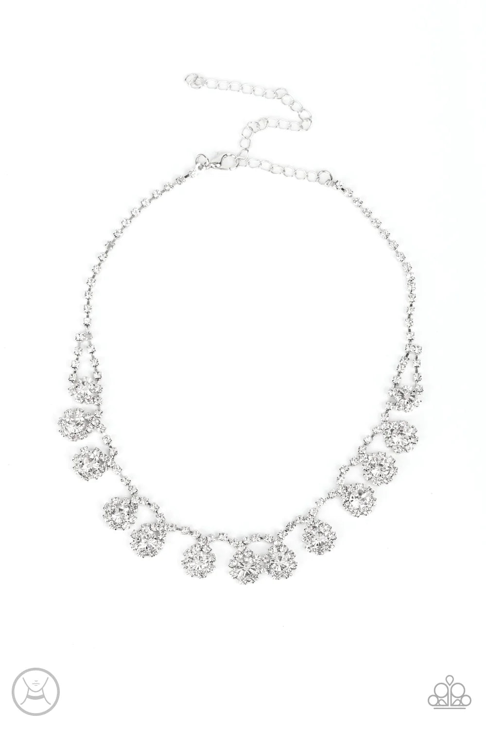 Princess Prominence - White Encircle Solitaire Encrusted Fringe Necklace N#121