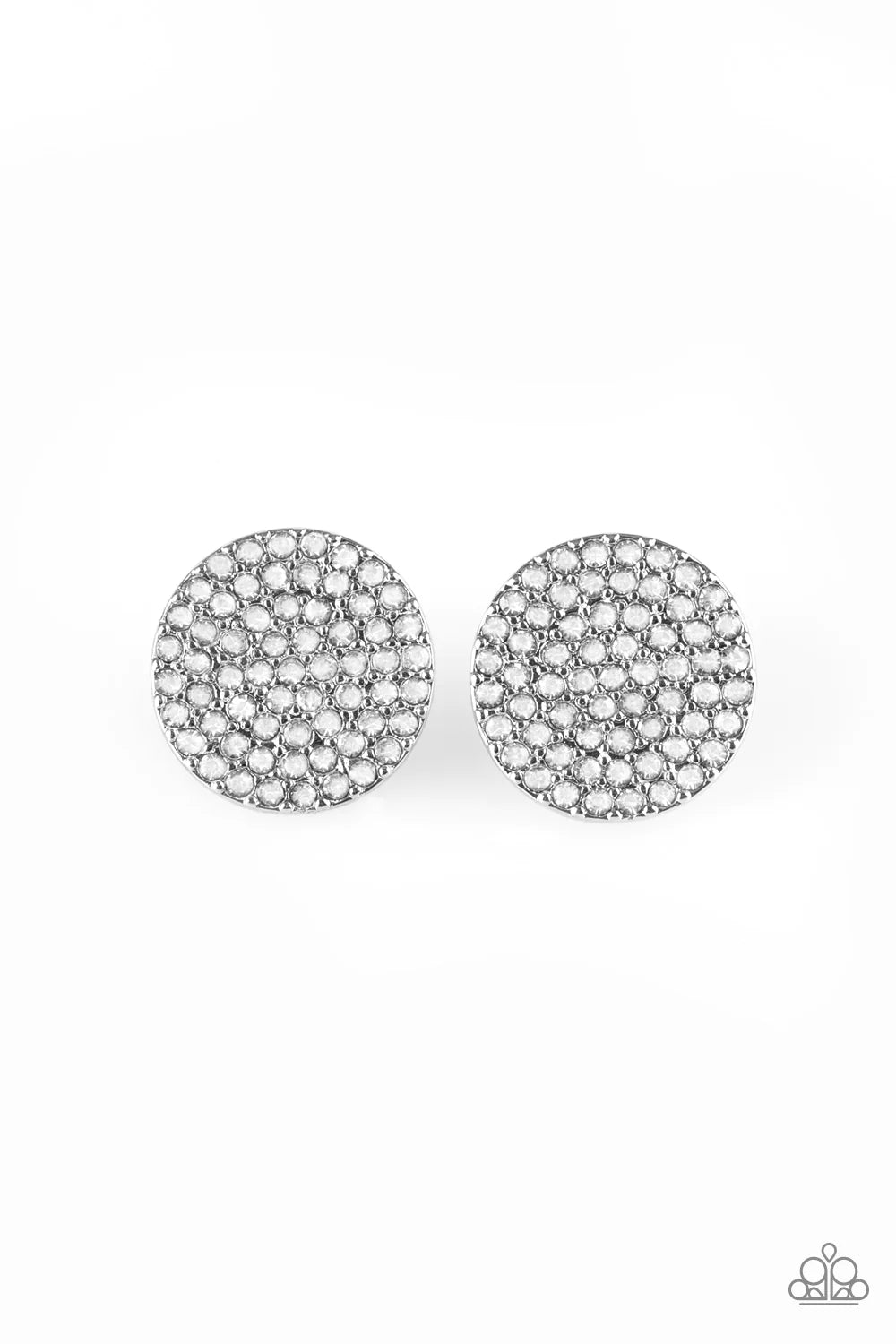 Radiant Ripples - Oversized White Encrusted Frame Earrings E#1284