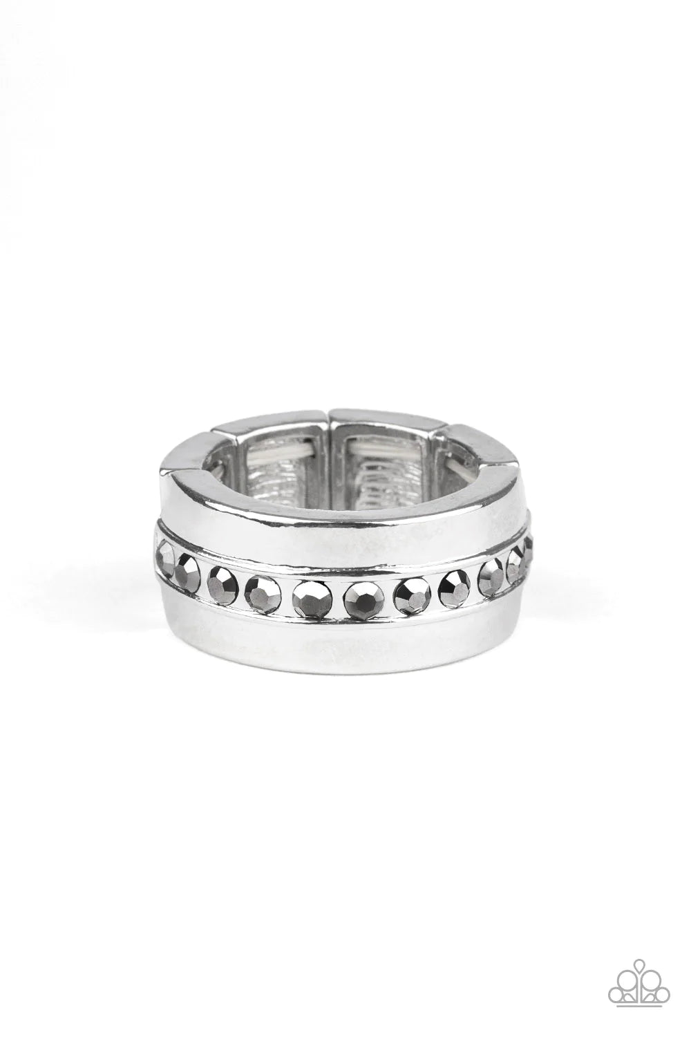 Reigning Champ - Oversized Silver Hematite Encrusted Urban Ring R#409