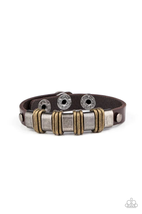 Rural Explorer - Brown Trio Links Urban Leather Bracelet B#2020