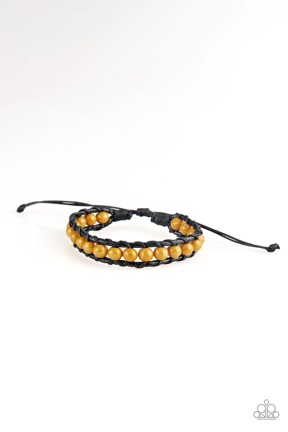 Rural Rover - Yellow/Black Wood/Leather Sliding Knot Closure Urban Bracelet B#1132
