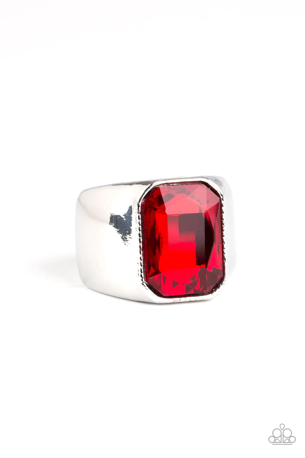 Scholar - Oversized Red King Emerald Cut Urban Ring R#133