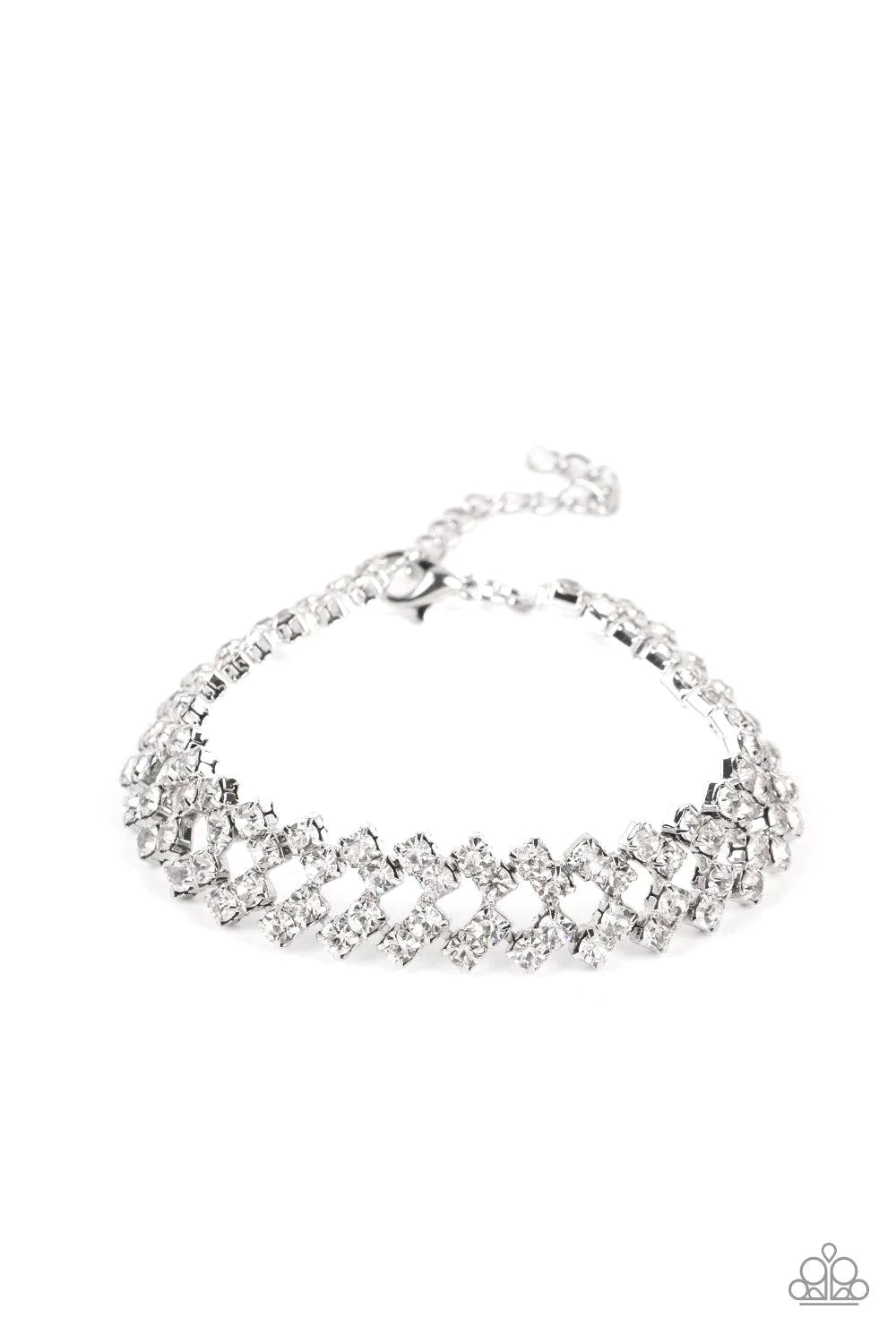 Seize the Sizzle - White Haphazardly Encrusted Stacked Bracelet B#014