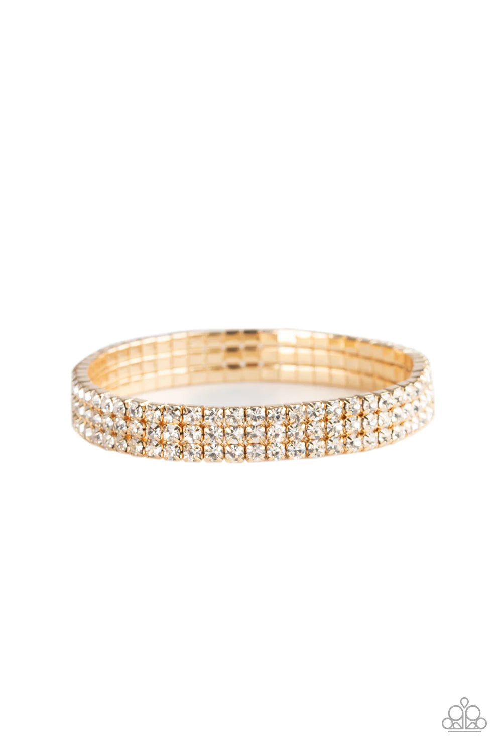 Stacked Deck - Gold Sleek Square Interconnected Encrusted Strands Bracelet B#932