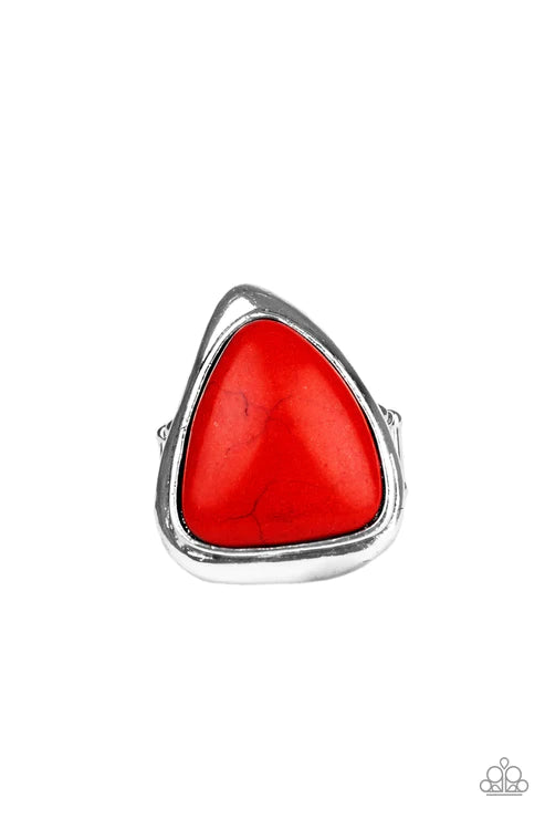 Stone Scene - Oversized Red Asymmetrical Triangle Stone Ring R#2007