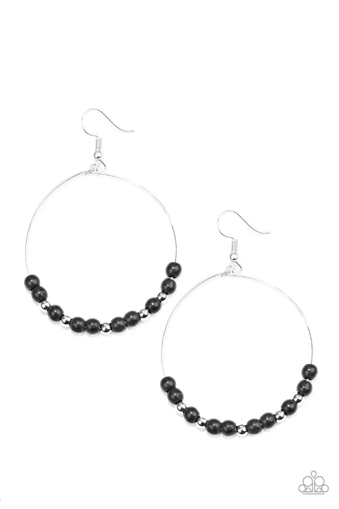 Stone Spa - Matte Black Stone Hoop Earrings E#2414