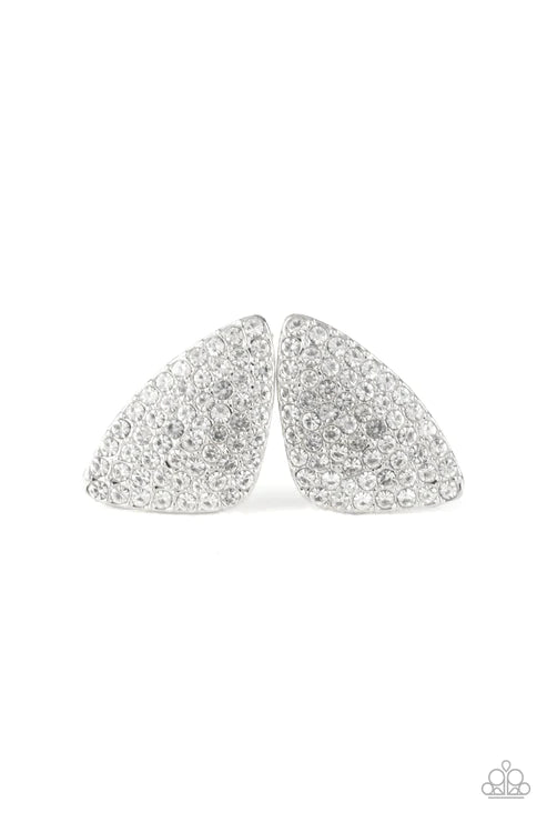Supreme Sheen - White Encrusted Triangular Earrings E#2654