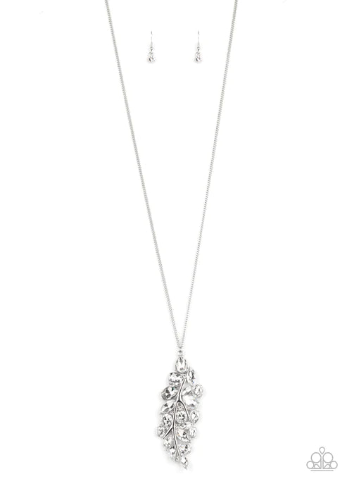 Take a Final BOUGH - White (Round/Oval/Square/Marquise) 3D Leaf Fan Teardrop Necklace N#2557