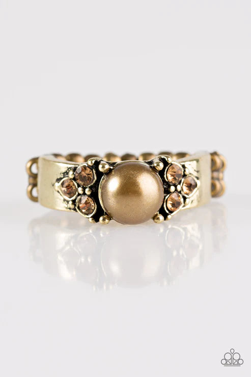The Front Runner - Brass/Topaz Pearl Encrusted Ring R#1852