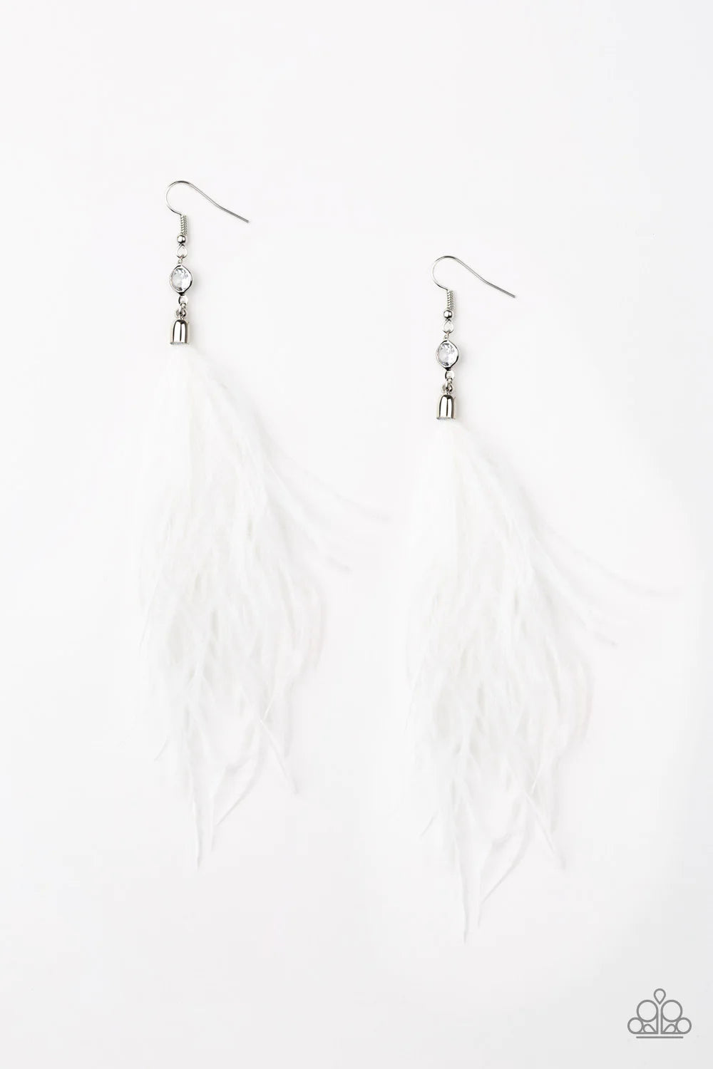 The SHOWGIRL Next Door - White Soft Plume Feather Fringe Earrings E#748