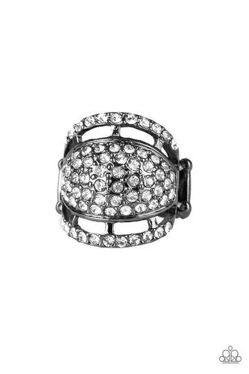 The Seven-FIGURE Itch - Oversized Black/Gunmetal Encrusted Flank Ring R#1188