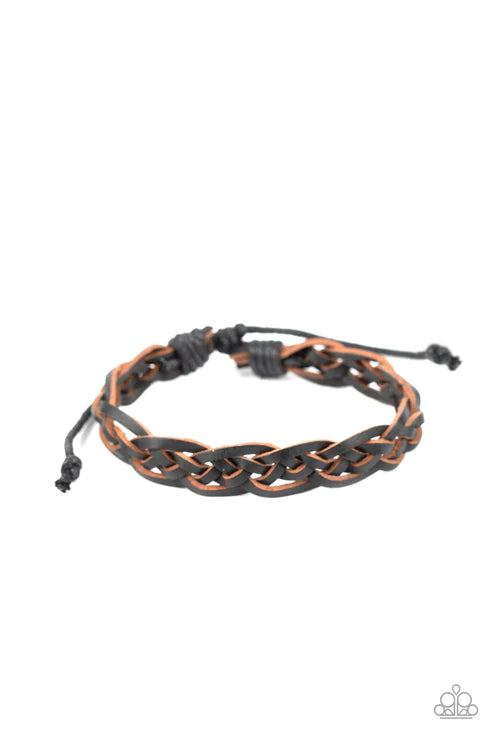 Time To Hit The RODEO - Black Rugged Weaved Lace Leather Adjustable Sliding Knot Closure Urban Bracelet B#1623