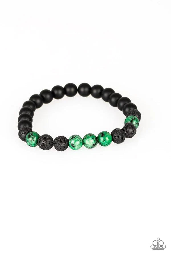 Tone Down - Green/Black Speckled Stone Lava Rock Urban Bracelet B#1131