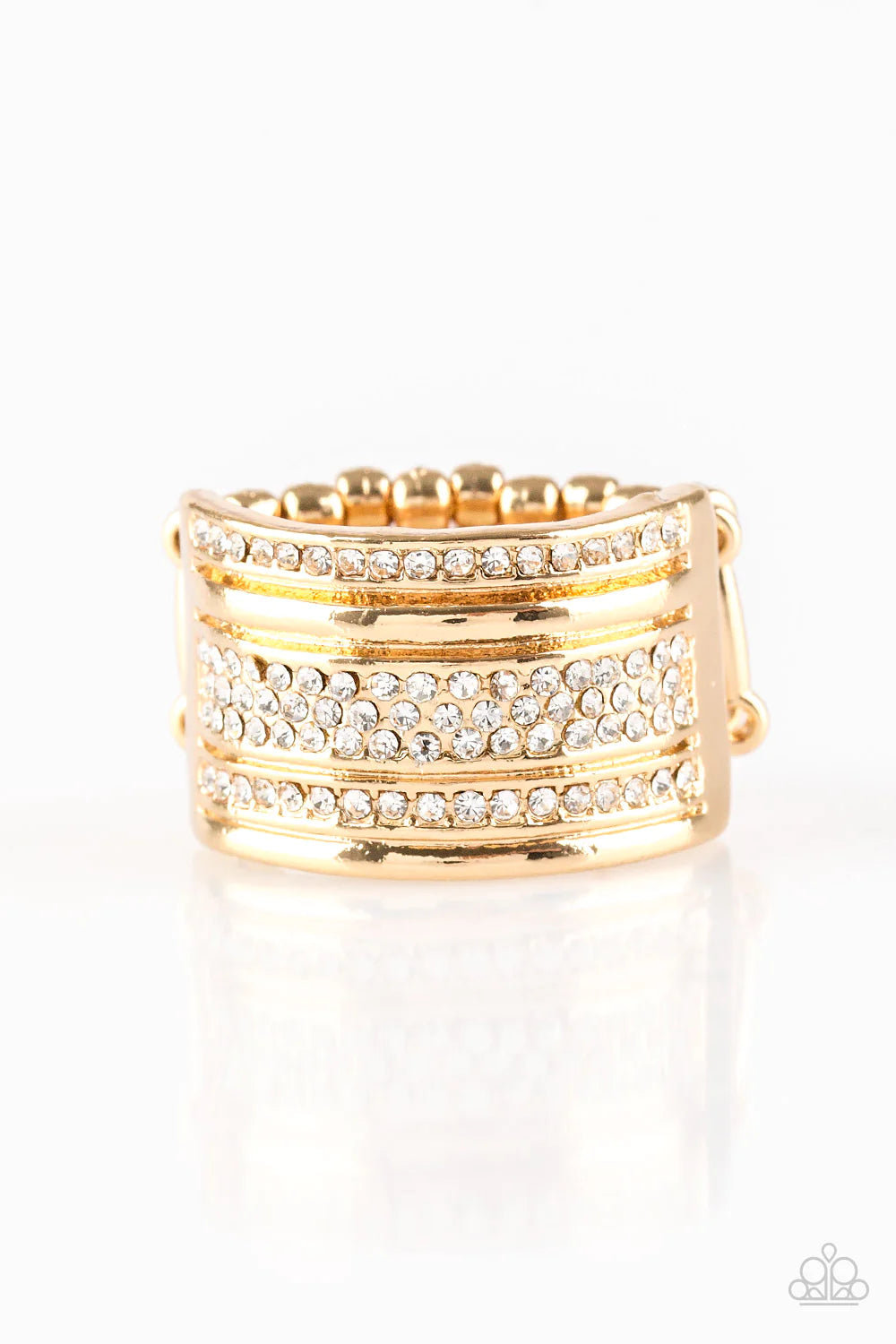 Top Dollar Drama - Gold Encrusted Stacked Ring R#1057