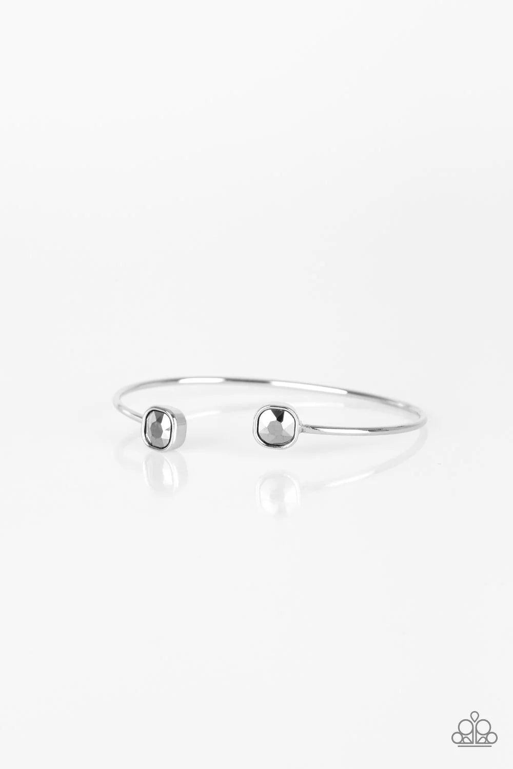Totally Traditional - Silver (Hematite) Square Curling Bar Cuff Bracelet B#562