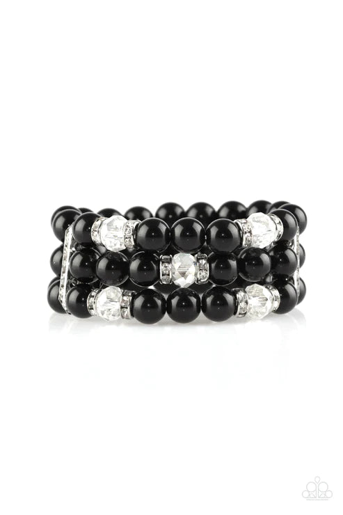 Undeniably Dapper - Black Pearl Encrusted Crystal Bracelet B#1561