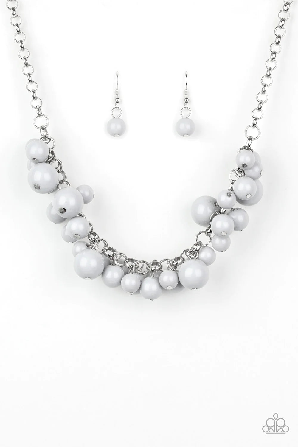 Walk This BROADWAY - Bubbly Silver/Gray Fringe Necklace N#312