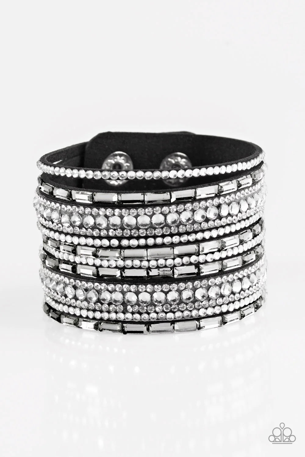 Wham Bam Glam - Smoky Hematite Encrusted Suede Bracelet B#1030