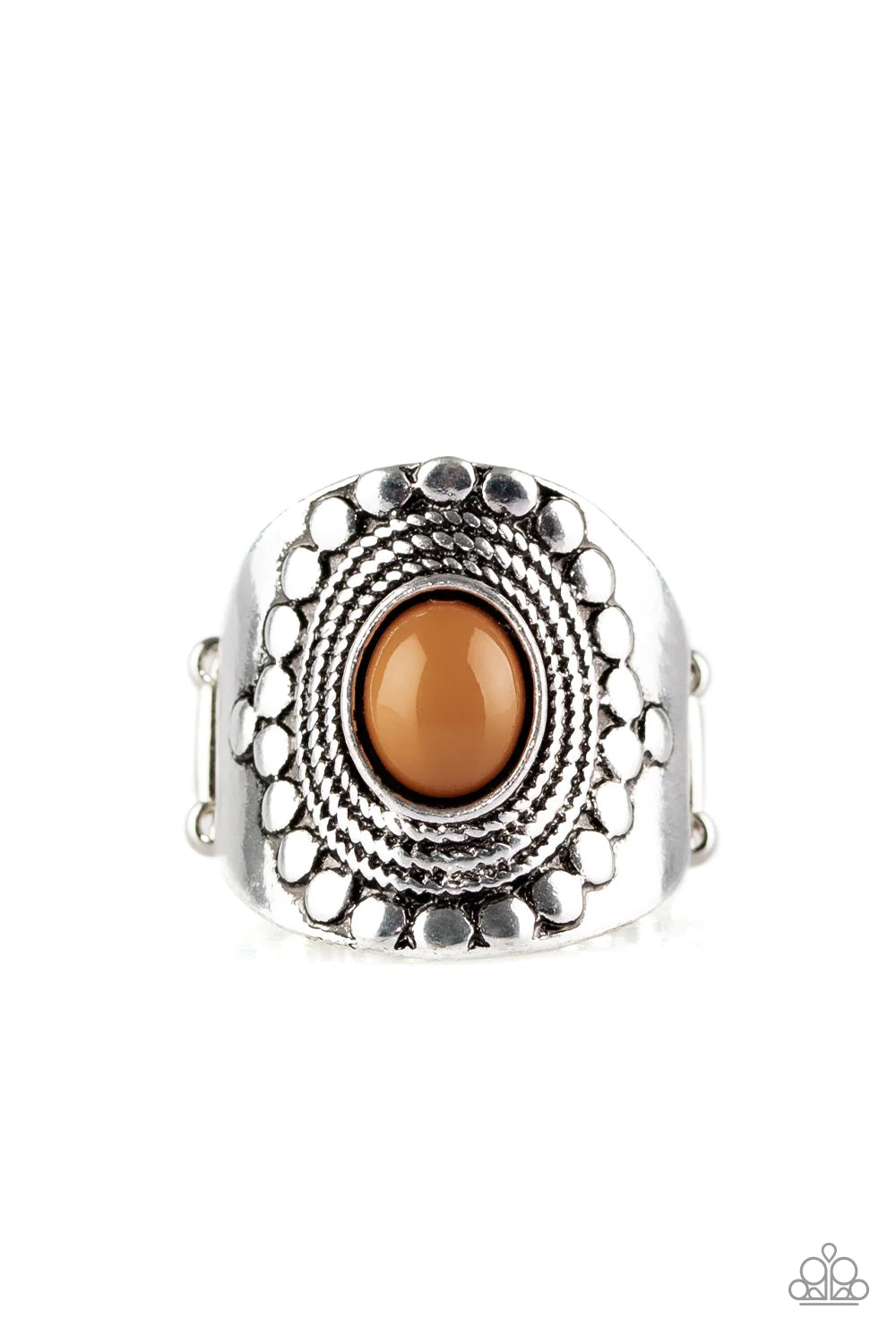 ZEN To One - Oversized Meerkat Brown Dotted Rope Ring R#1060