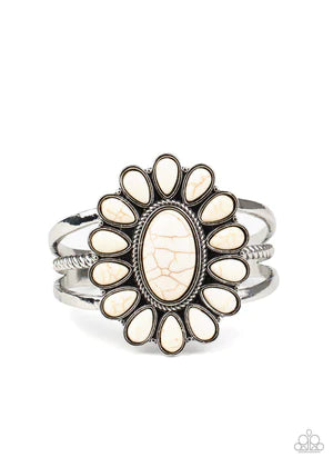 Sedona Spring - Oversized White 3D Daisy Bloom Stone Cuff Bracelet B#2604