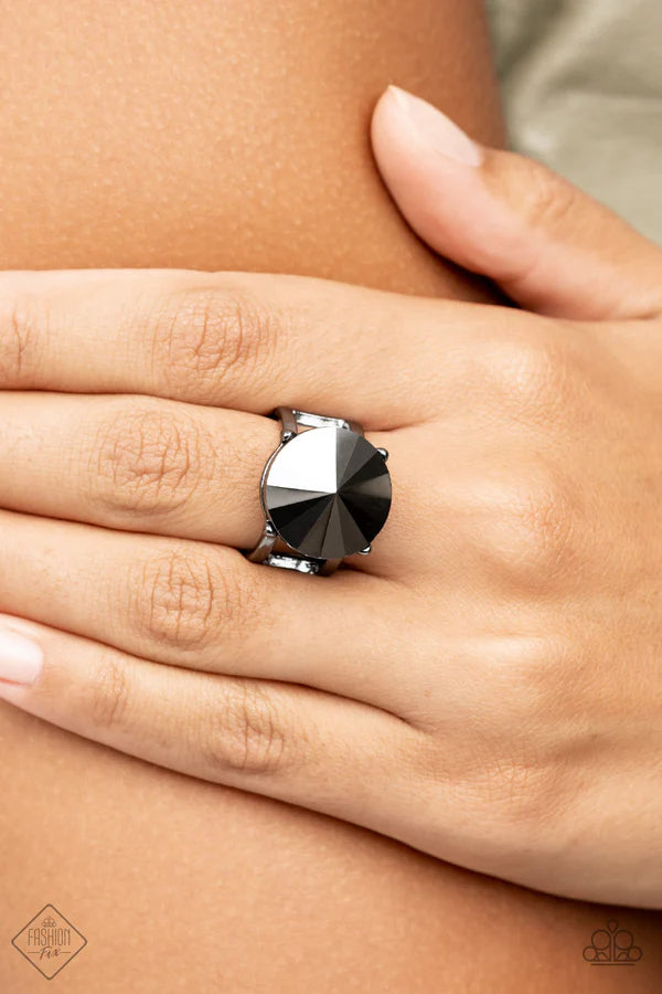 Showcase Social - Oversized Black/Gunmetal Hematite Ring R#6860